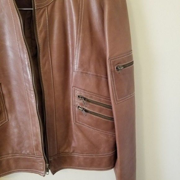 KORS Michael Kors  Vintage Cropped Leather Authentic 1990 Moto Jacket & Skirt - Picture 7 of 13